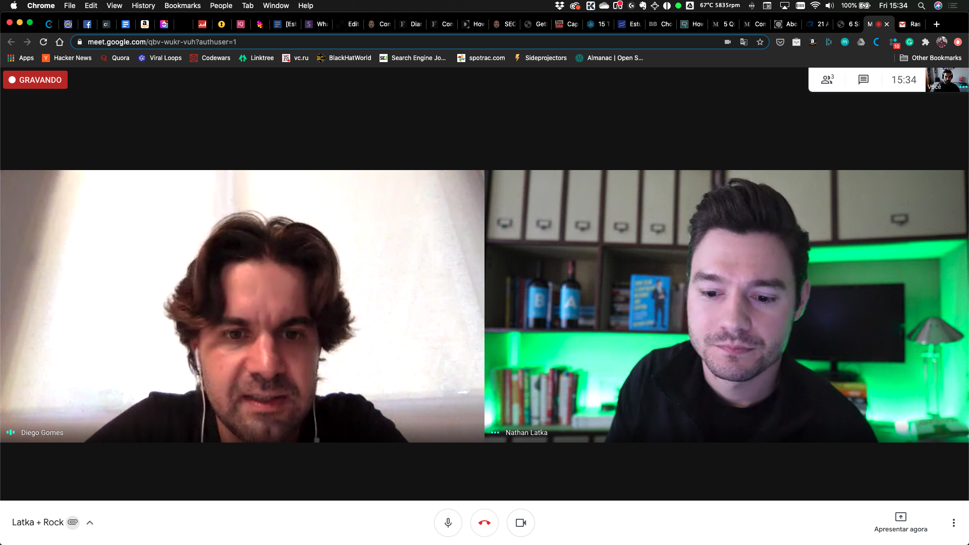 Gravação Growth Diaries Podcast Experience com Nathan Latka e Diego Gomes