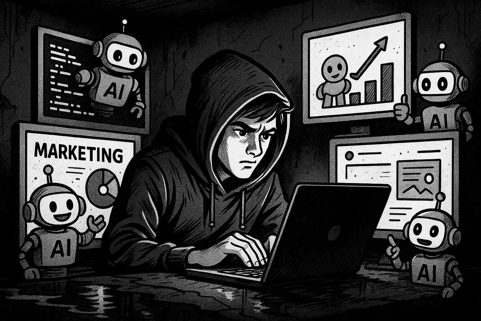 a man in a hoodie using a laptop